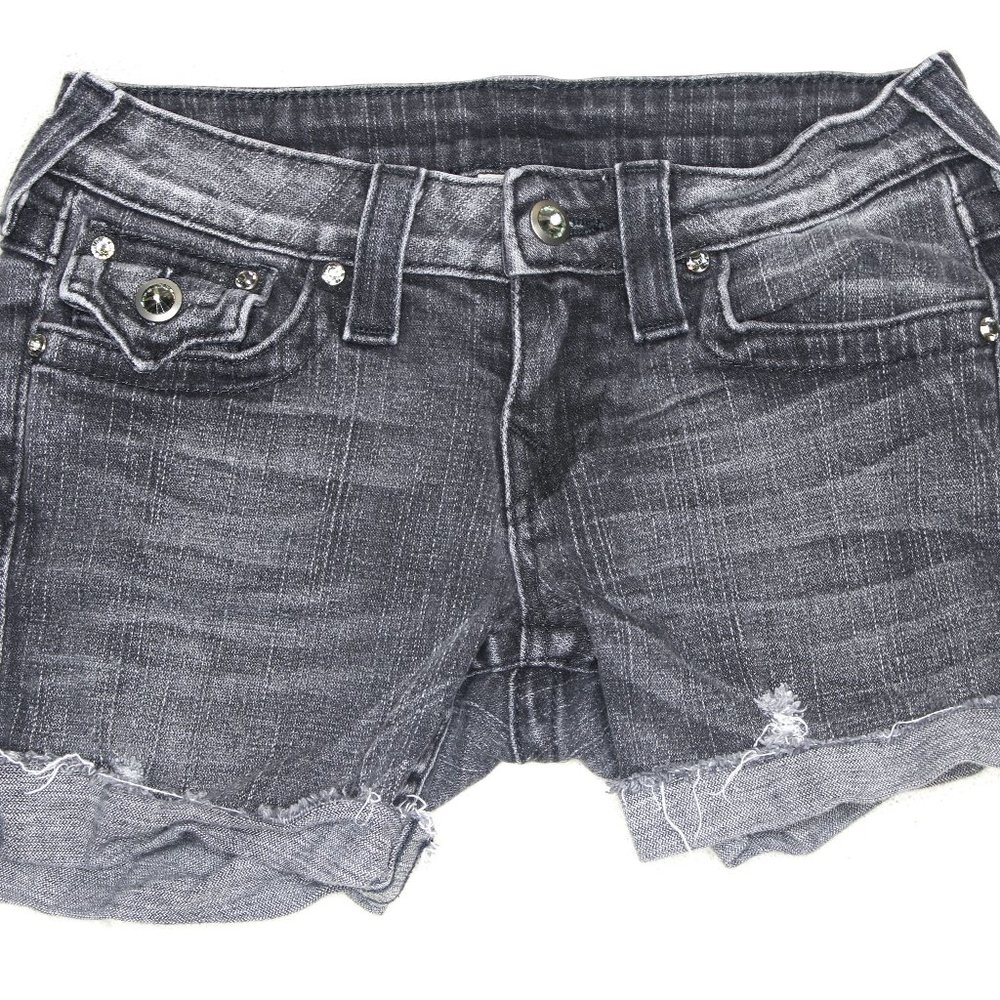 True Religion Disco Julie Cut-Off Distressed Denim Shorts